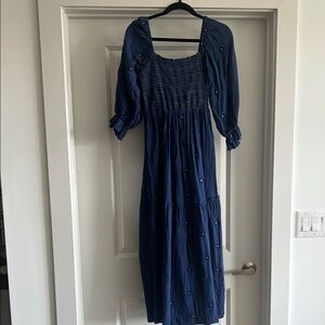 Elegant Blue Smocked Dress